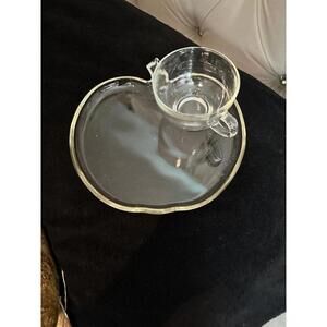 Clear glass Vintage Hazel Atlas Set of 4 Orchard Glass Apple Snack Tray Plates W